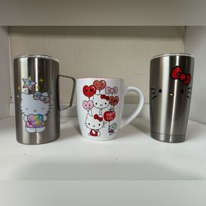 Hello Kitty Ceramic And Metal Coffee Mug Sanrio Valentines Hearts Balloons